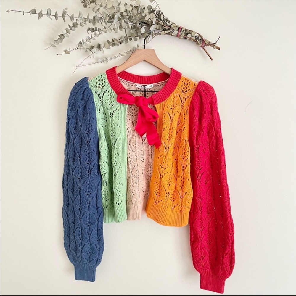 Alice + Olivia Kitty Puff Sleeve Cardigan Sweater S NWT - Picture 10 of 16
